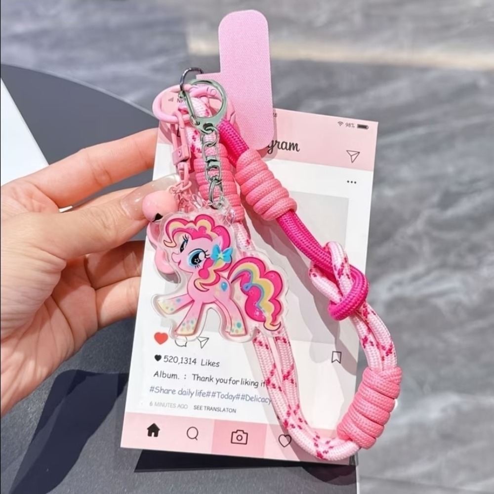 My Little Pony Pinkie Pie Phone Lanyard Charm Braided Rope AntiLoss Keychain MLP